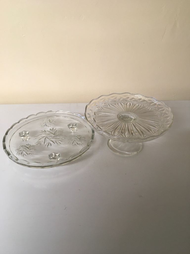2 Crystal glass Cake Plates