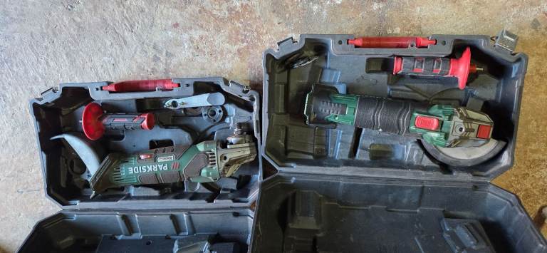 PARKSIDE Angle Grinders with Cases – Good Condition