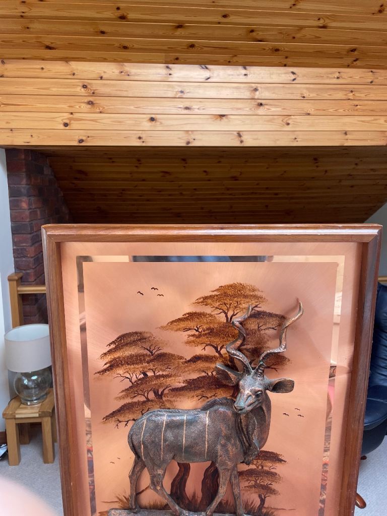 Large Copper Embossed African Antelope Wall Art