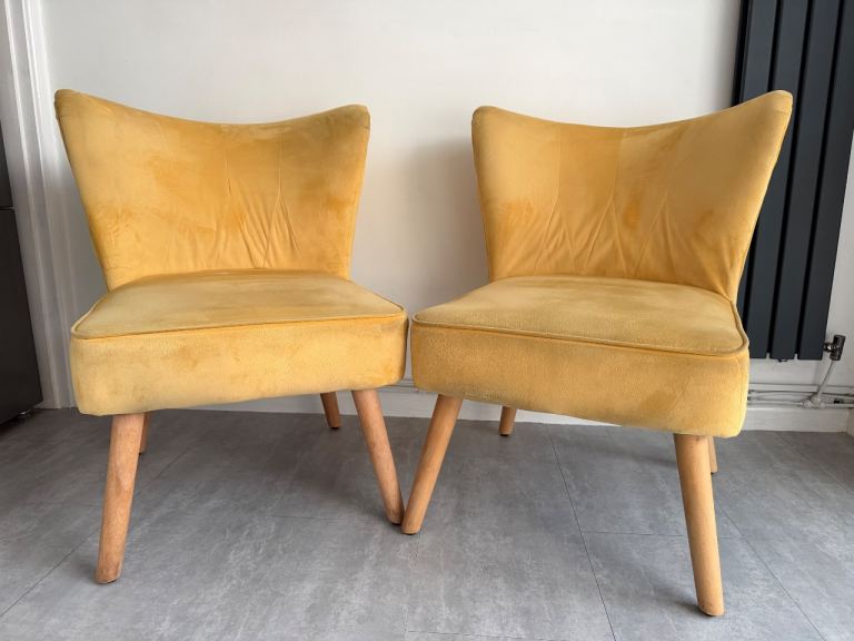 2 x Yellow Cocktail Occasional Chairs - Pair  
