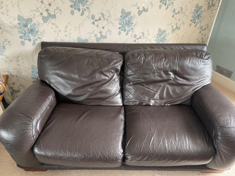 FREE brown leather sofa with Pouffe