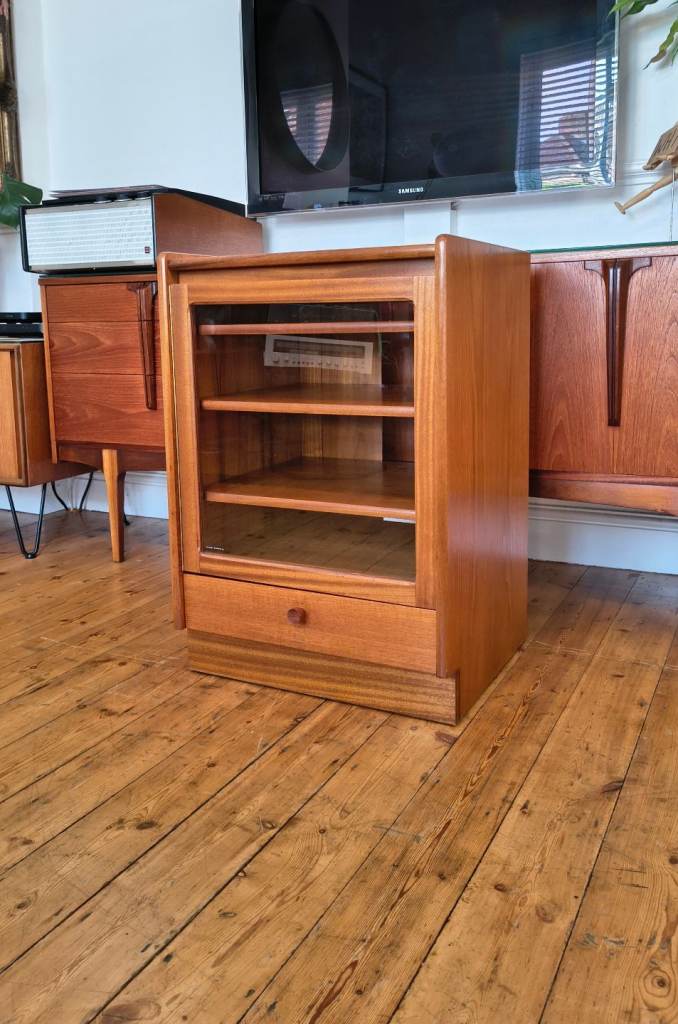Mid century vintage Nathan teak Hi-Fi record storage cabinet 
