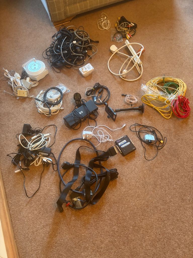 Large Bundle of Mixed Cables and Chargers – Good Condition