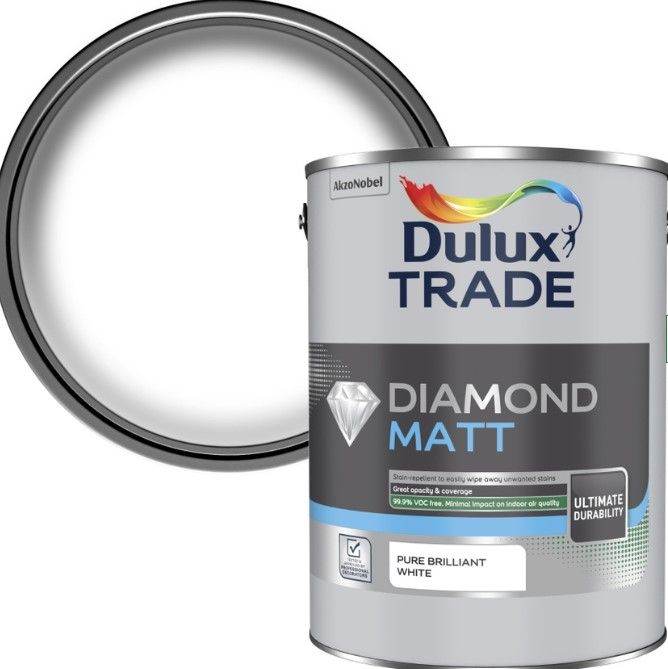 Dulux Trade Diamond Matt Emulsion Paint Pure Brilliant White - 5L - NEW - Cash on collection