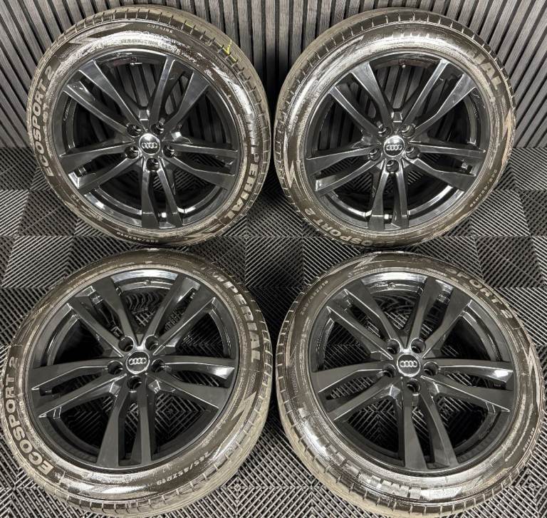 19" GENUINE AUDI A6 C8 S LINE BLACK 5 DOUBLE SPOKE ALLOY WHEELS TYRES