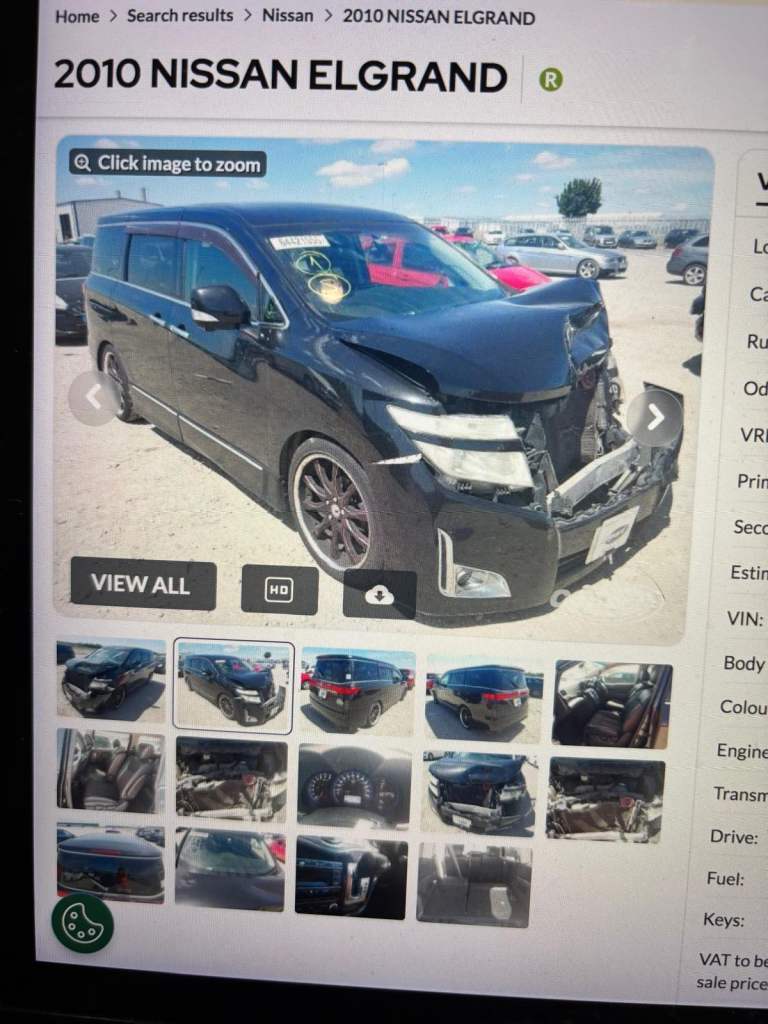 Nissan elgrand cat S non repaired 