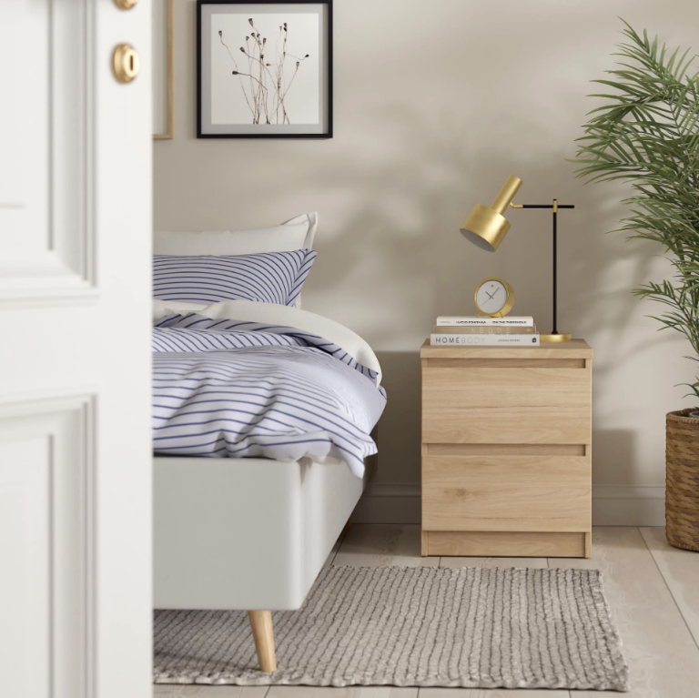 Esla Matt jackson hickory 2 Drawer Bedside table (H)495mm (W)404mm (D)500mm