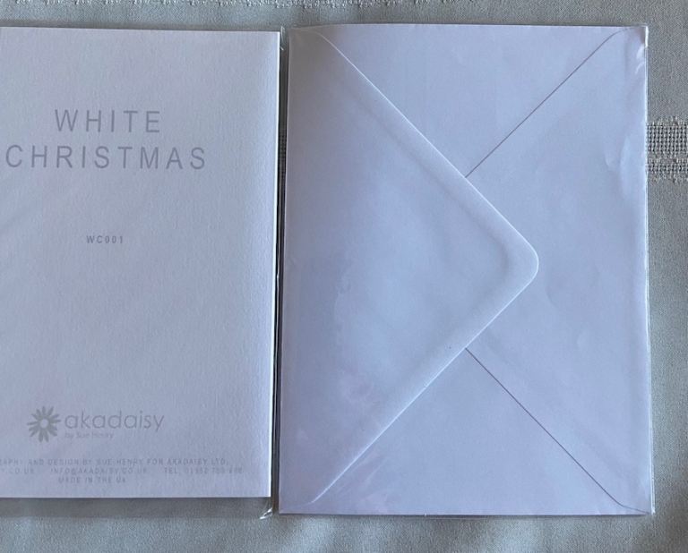 Christmas Card showing Santa’s red coat against white background