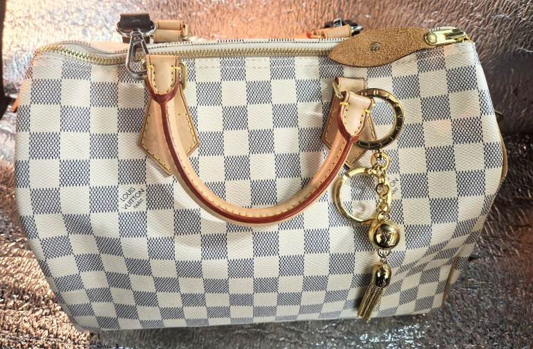 Louis Vuitton Speedy Damier Azur Satchel/Top Handle Bag 30 White Canvas/Leather