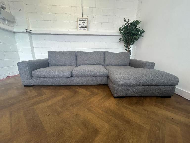 Next Houghton Deep Relaxed Sit Mid Grey, Right Hand Chaise - Delivery Available