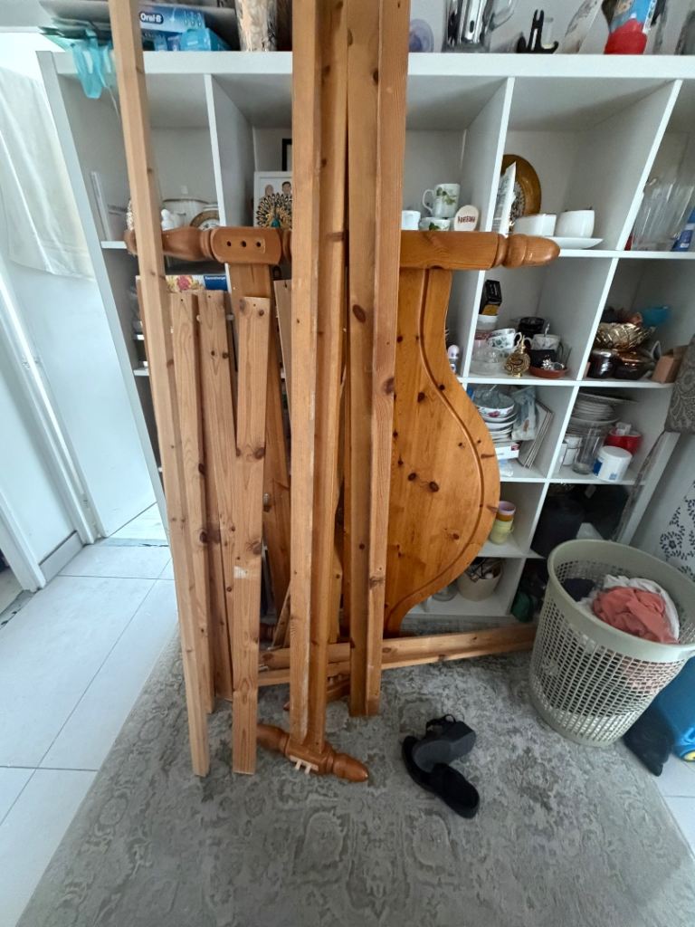Wooden Double Bed Frame – Good Condition, Disassembled