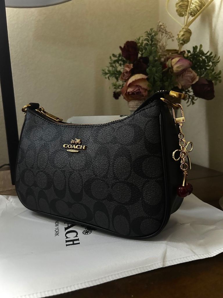 COACH Black Monogram Shoulder Bag – Brand New
