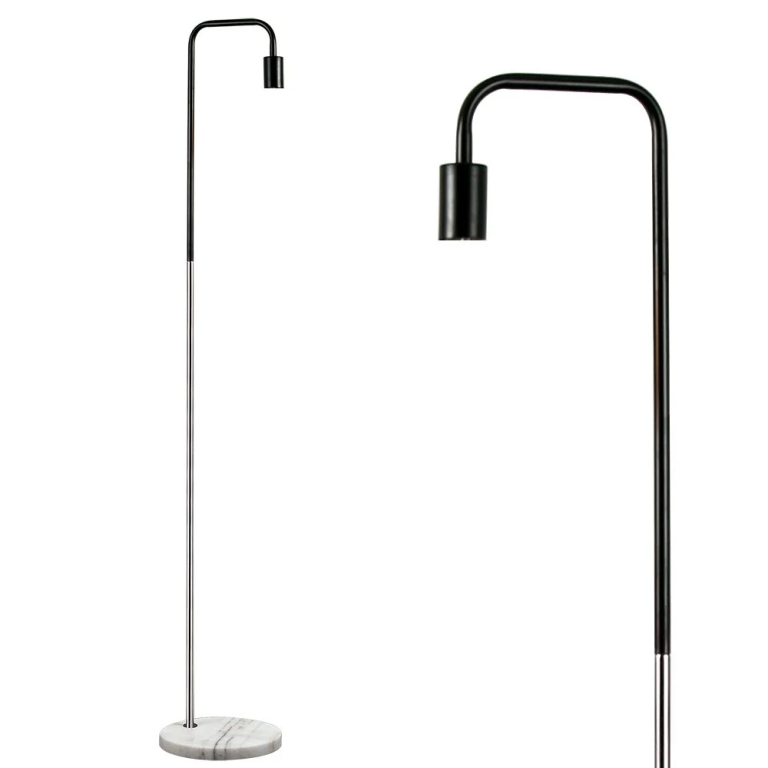 Modern minimalist floor standing lamp with marble base and vintage bulb, 1.2m   