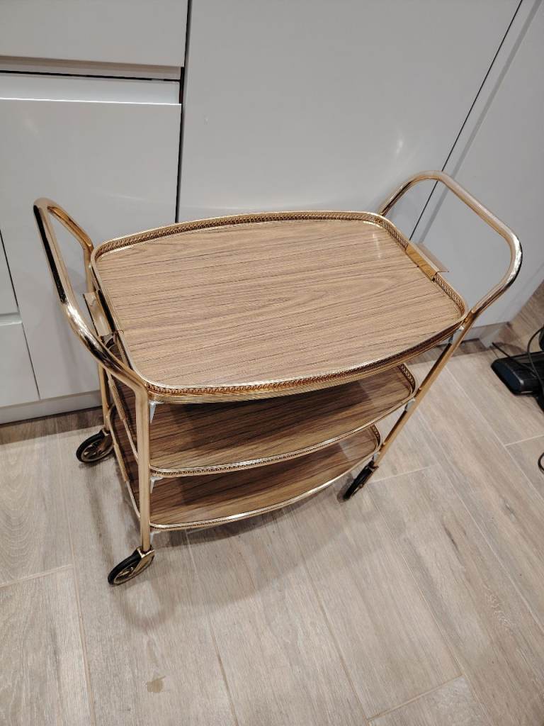 Vintage Retro Drinks Cocktail Dinner Tea Hostess Trolley Rolling Serving Cart Side Table Stand