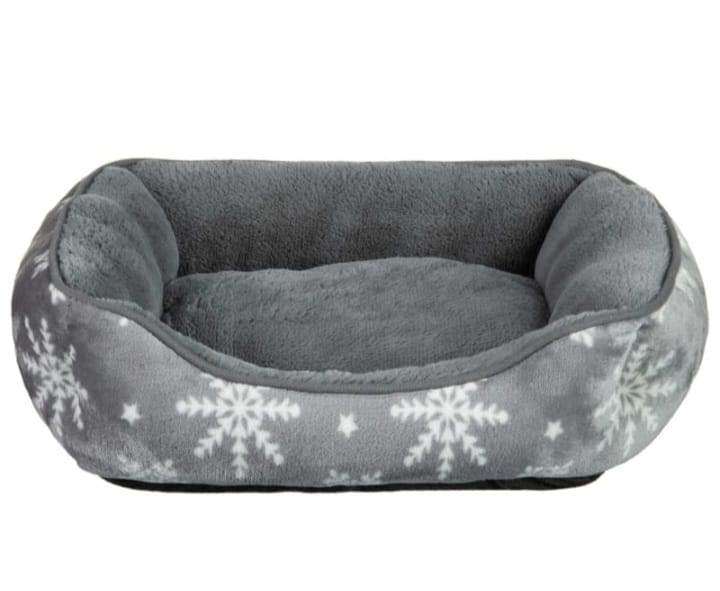 Soft Grey Pet Bed with Snowflake Pattern