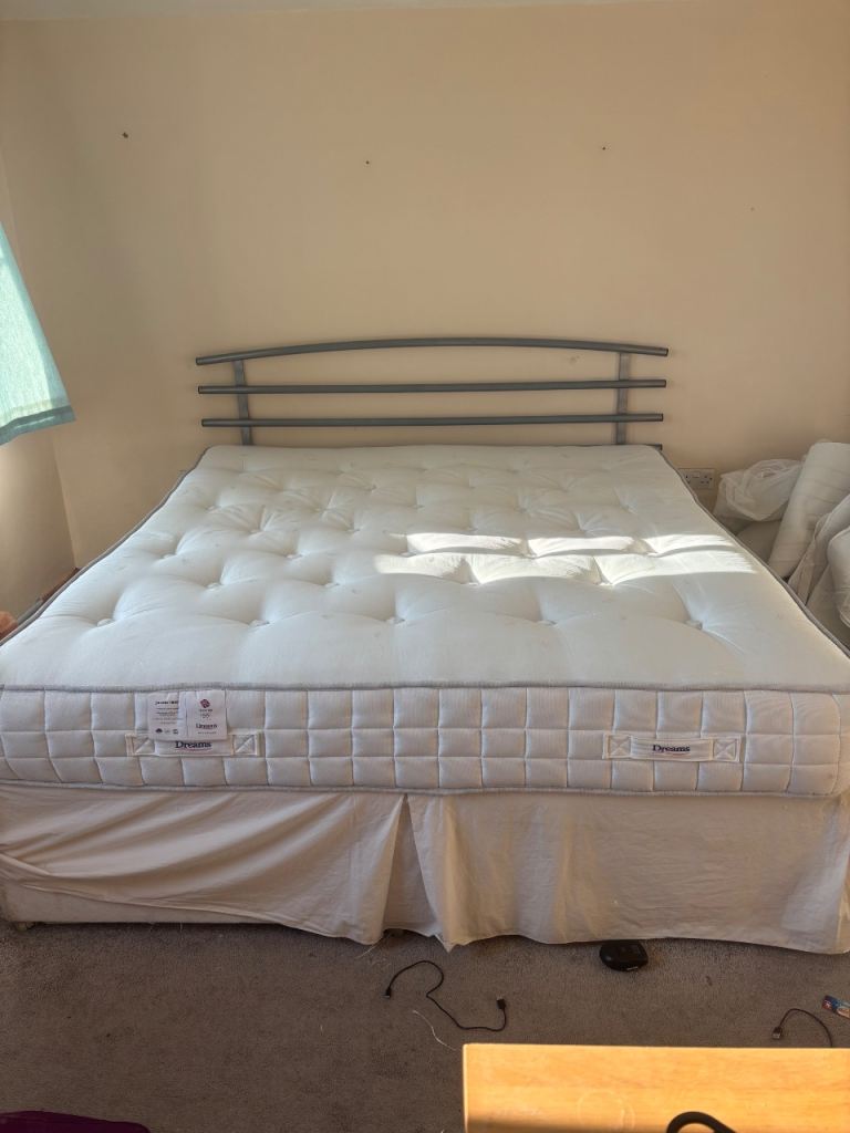 Double bed with Mattress and Metal Headboard – Good Condition