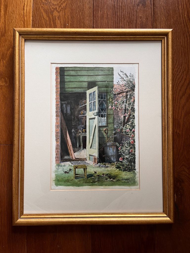 W. Fergie Framed Watercolour Print - Garden Shed Scene
