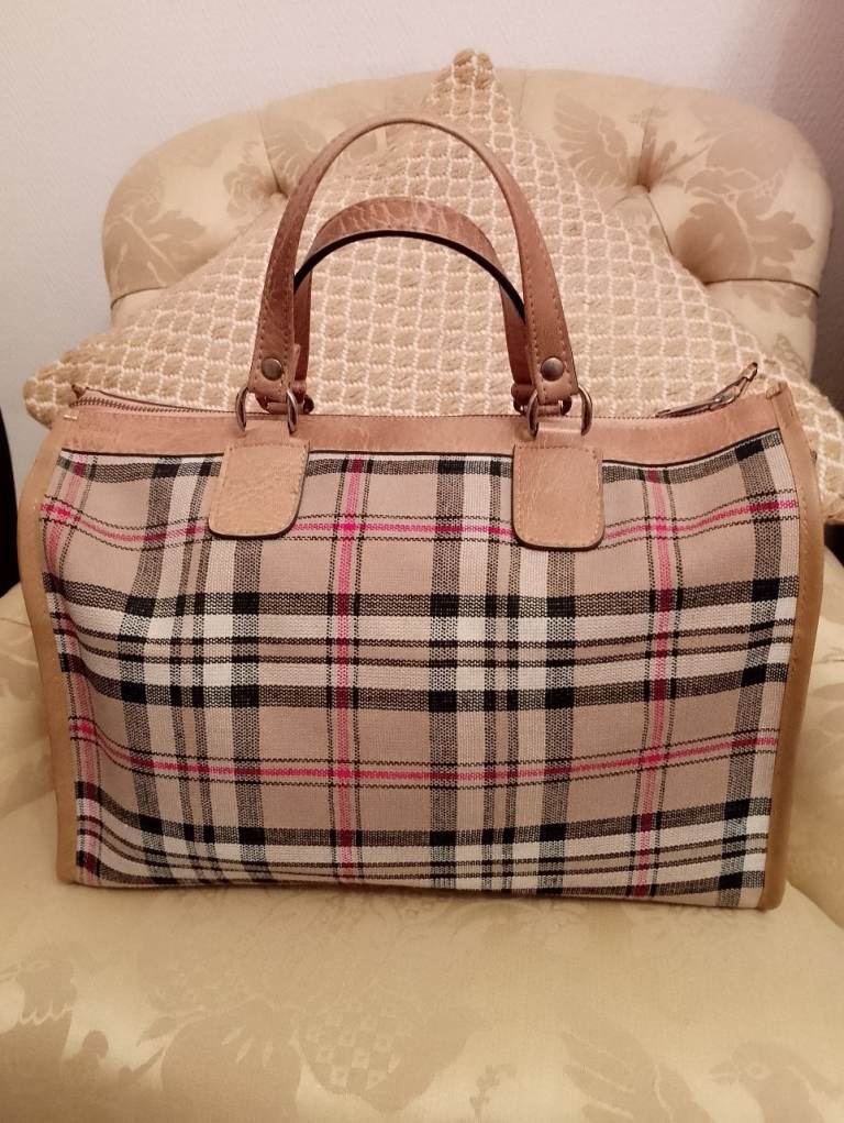 Vintage M&S Tartan Check Pattern Canvas Bag