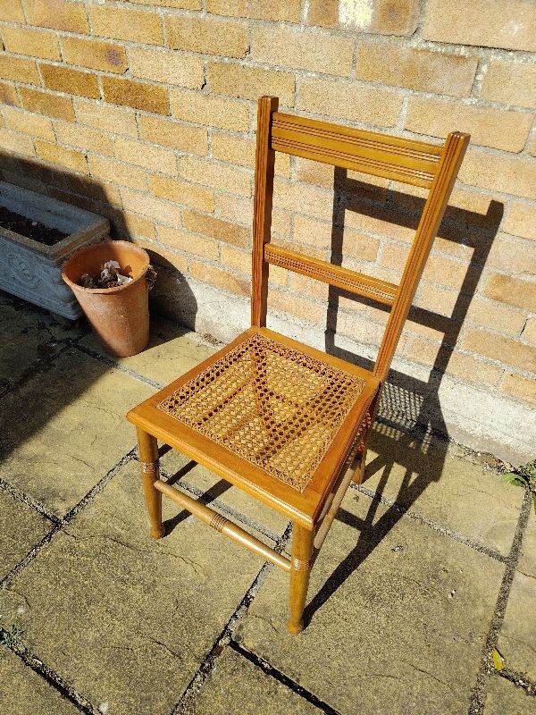Wooden Dining Chair with Woven Seat – Good Condition