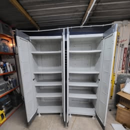 Pair of Tall Plastic Workshop Storage Cabinets (H1800mm x W697mm)