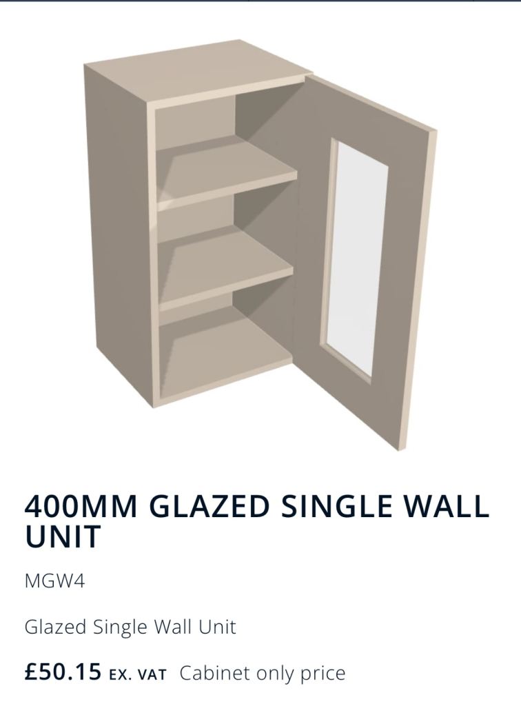 image for DIY kitchens 400mm glazec single wall unit in sage