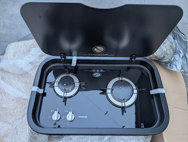 Thetford Topline 165 Gas 2burner Hob Long Side Hinge 12V Ignition  SHB16549-SP