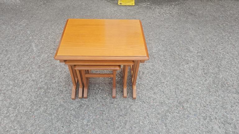 Gplan solid teak nest of tables