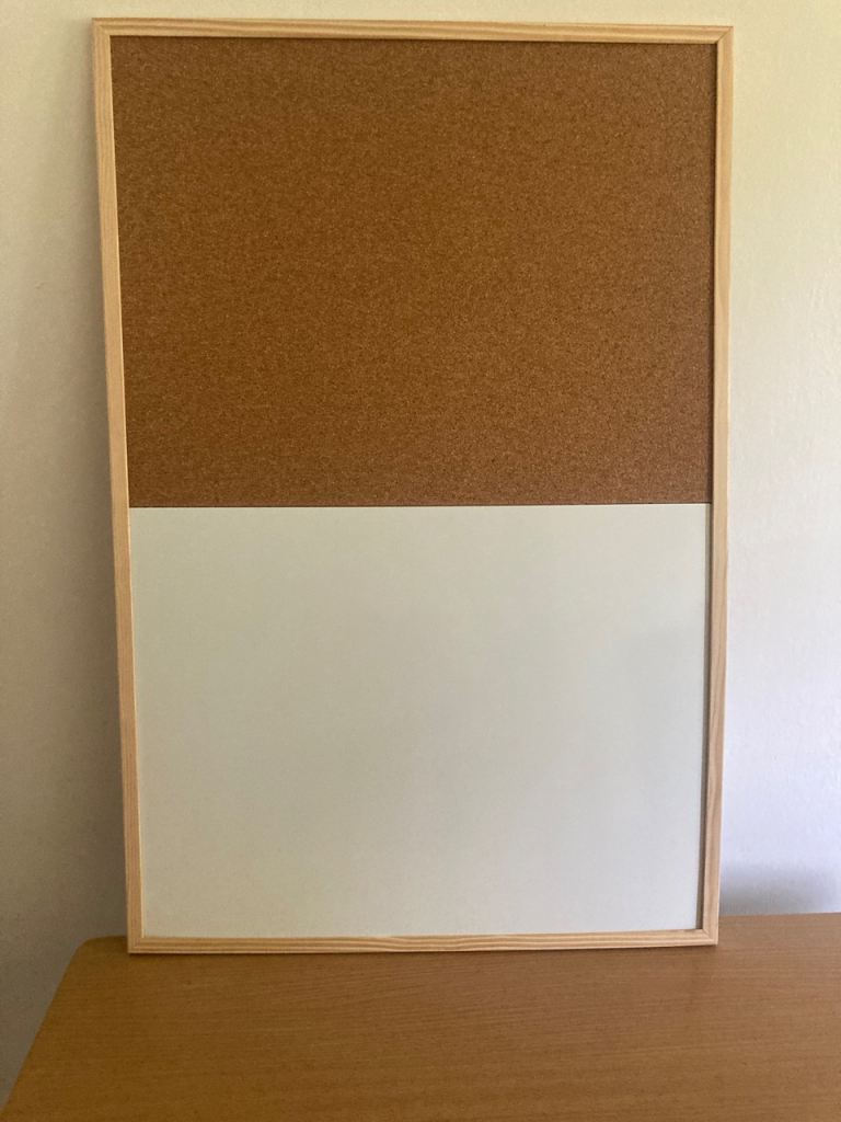 Cork and Whiteboard Combo Pin Board – As Good As New