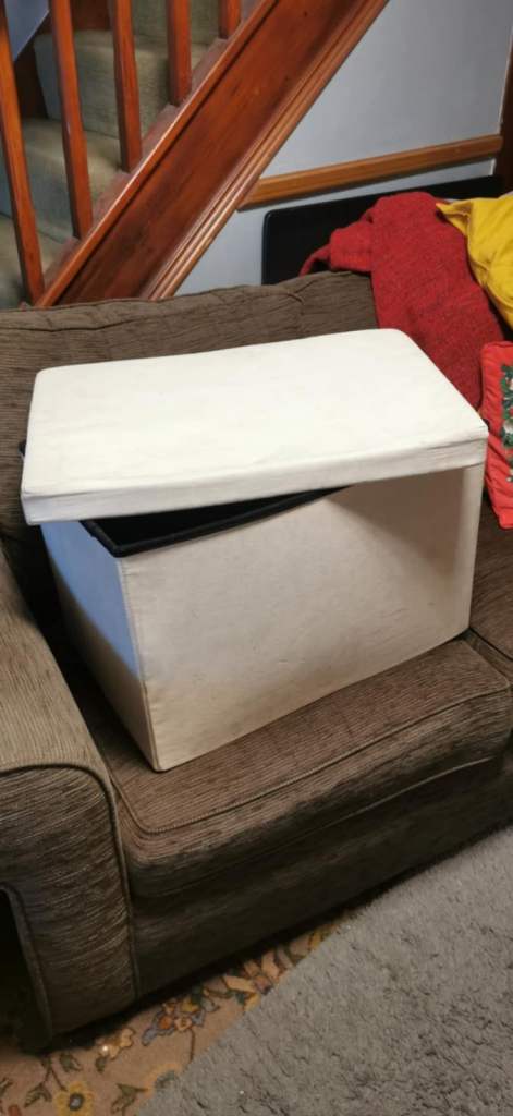 Fabric Storage Ottoman Box with Lid – Good Condition