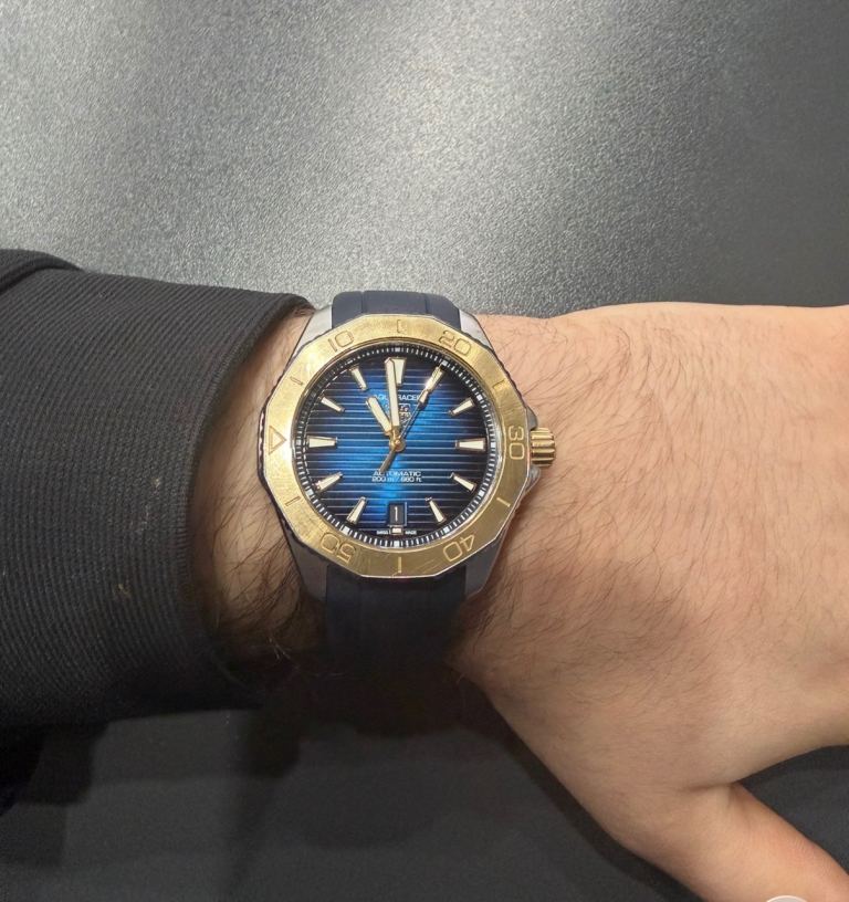 TAG Heuer Aquaracer Automatic Watch - Blue Dial, Gold Bezel