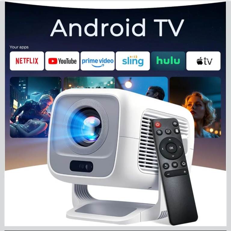 Native 1080P/AI Auto Focus & Keystone Smart Projector, 600 ANSI 4K, WiFi 6 and Bluetooth 5.4