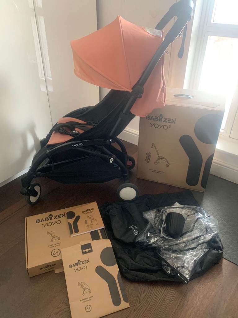 Babyzen YOYO² Pushchair – Black Frame & Ginger Fabric + Rain Cover