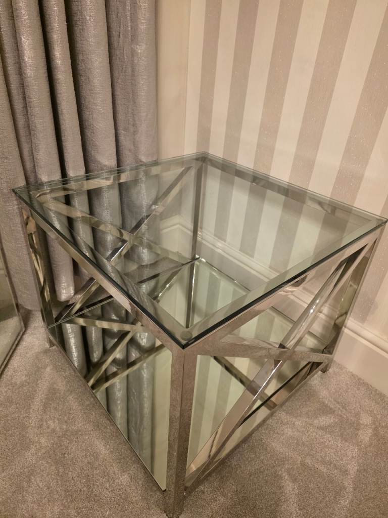 Glass and chrome side table