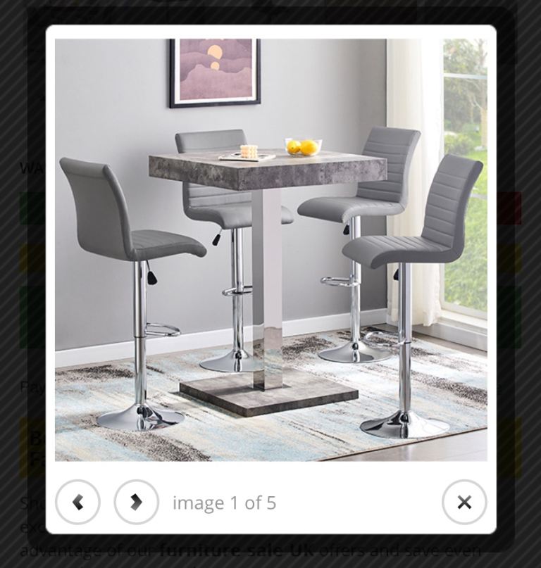 Concrete effect Bar table and 2 stools 
