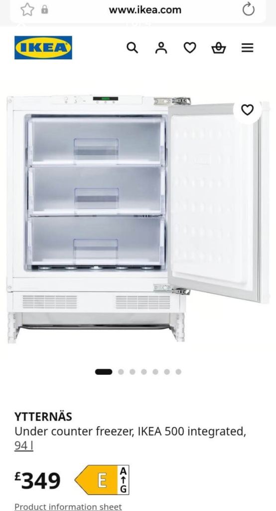 IKEA Ytternas Under Counter Freezer - NEW, Unopened