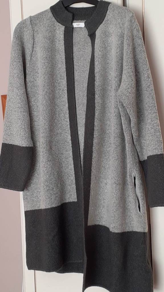 Ladies Cotton Traders Grey Marl Longline Cardigan- Size 16