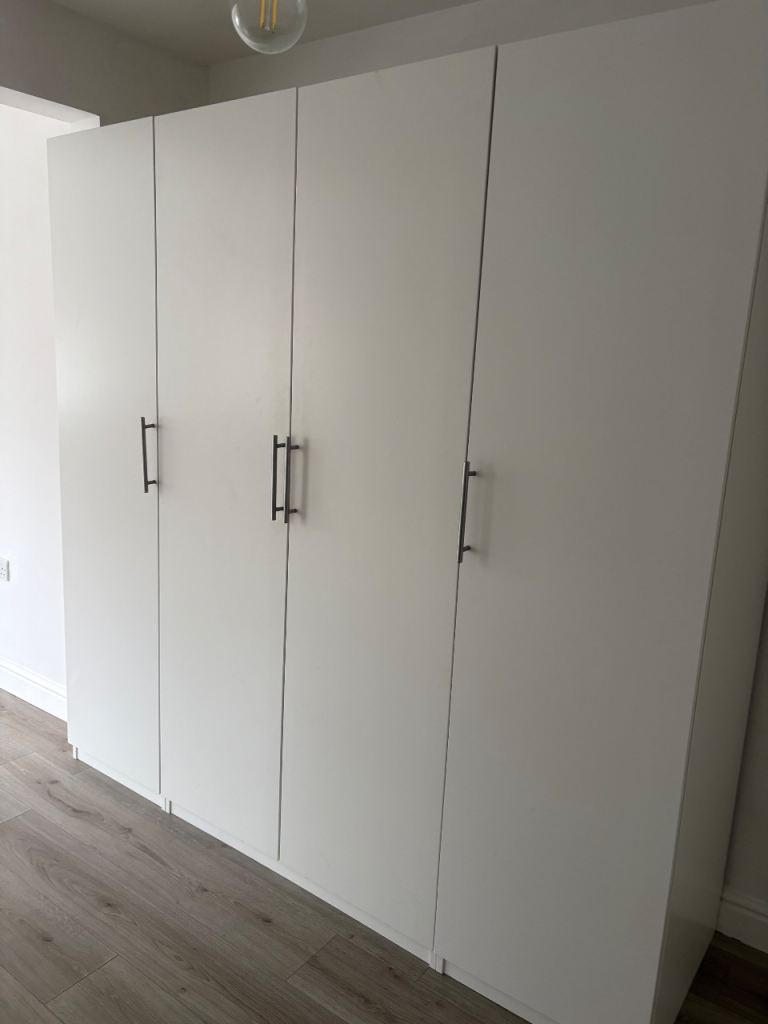 Ikea PAX White Wardrobe with Hanging Rails