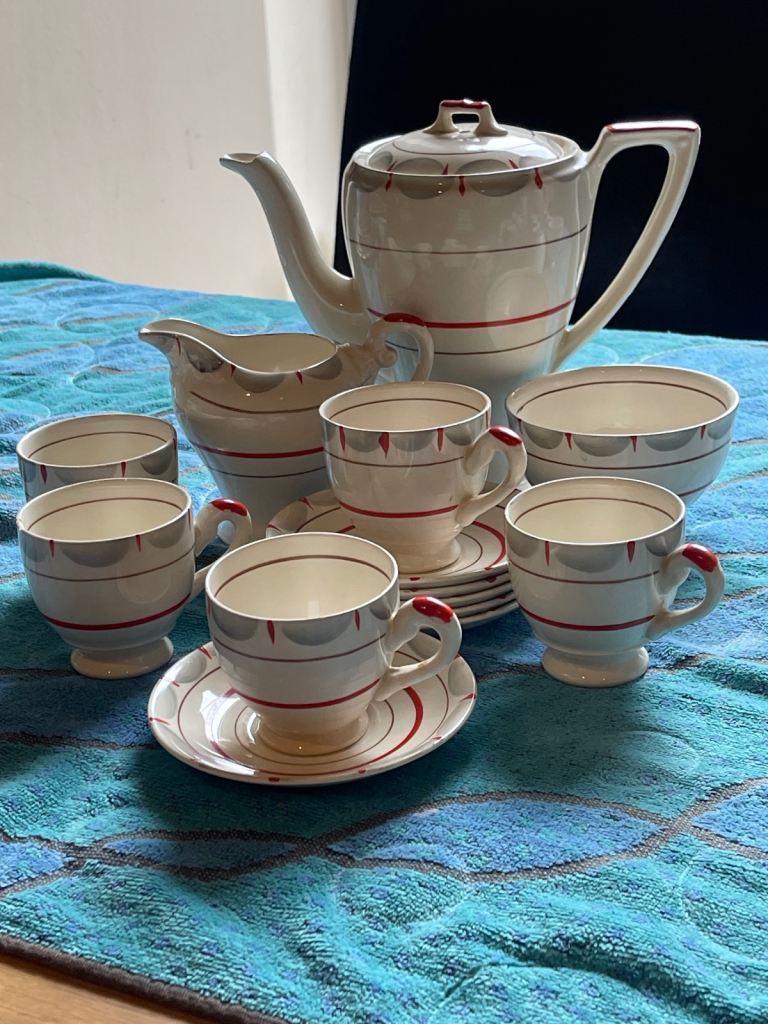 Myott Art deco hand painted coffee set 