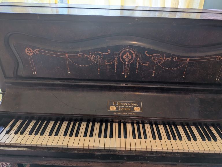 H. Hicks & Son Upright Piano - London, Fair Condition