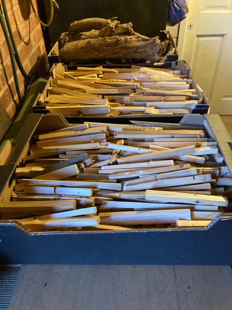 Banana boxes (3) dry kindling logs etc for wood burner/open fire