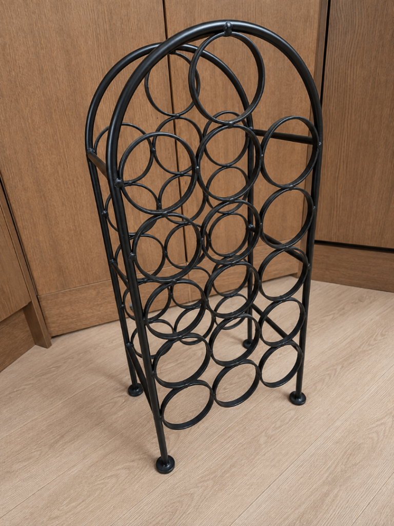Black metal wine rack
