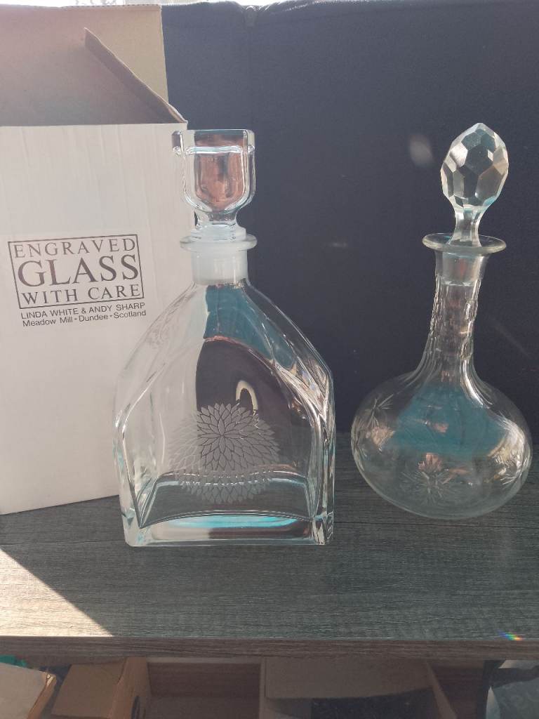Two glass decanters