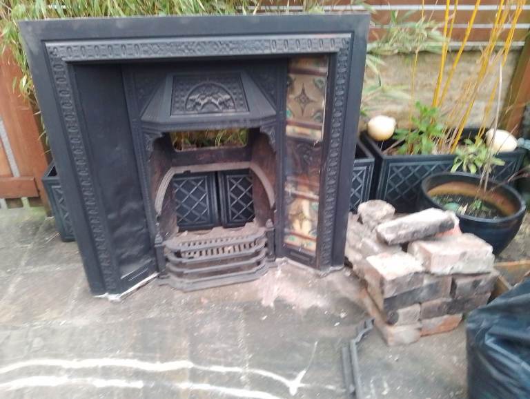 Victorian cast iron fireplace and grate