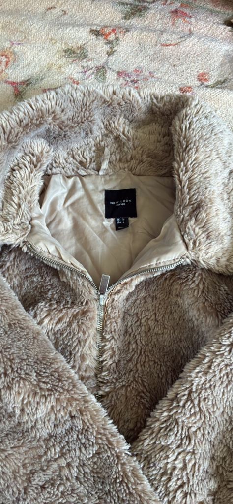New Look Faux Fur Jacket – Beige, As Good As New