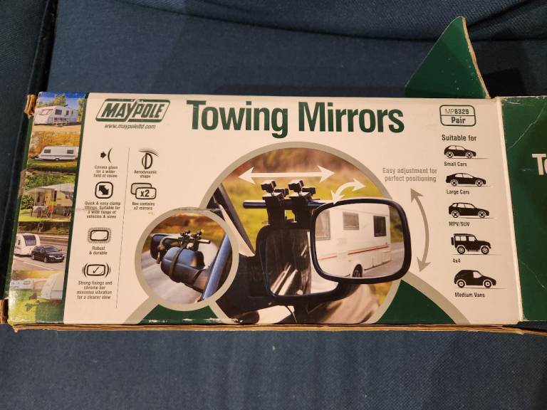 Maypole Pair Of Caravan Towing Mirrors Trailer Convex Glass Aero Shape MP8329