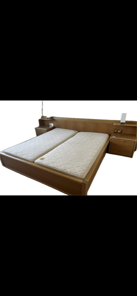 Bed Frame with Integrated Bedside Tables and Headboard