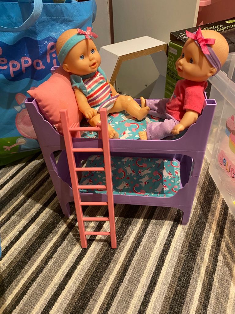 Large girls toy bundle dolls , cots,  , pink keyboard , squishamillows , games , pet vet carrier 