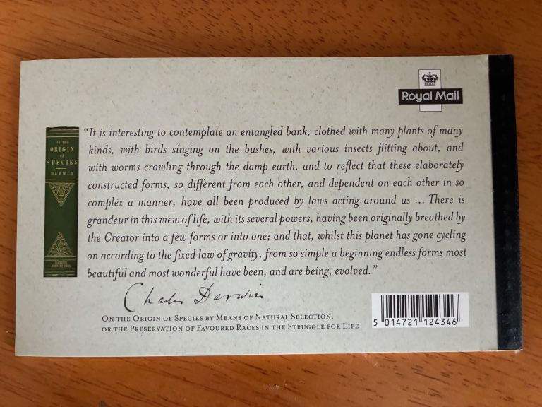 Royal Mail Book Of Stamps commemorating Charles Darwin