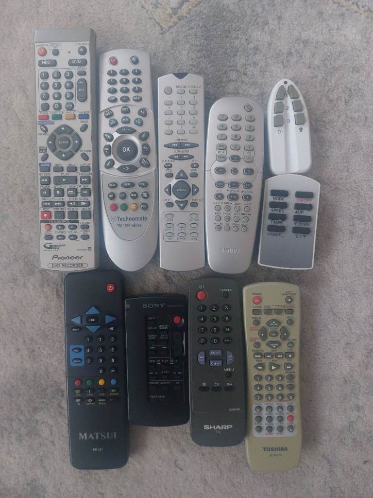Job Lot of 9 Mixed TV/Audio Remote Controls