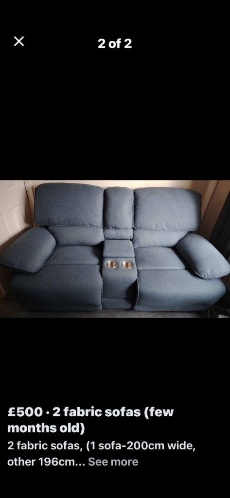 2 recliner sofas 